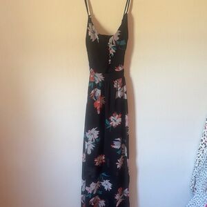 Candie's Black Maxi Dress with Floral Design